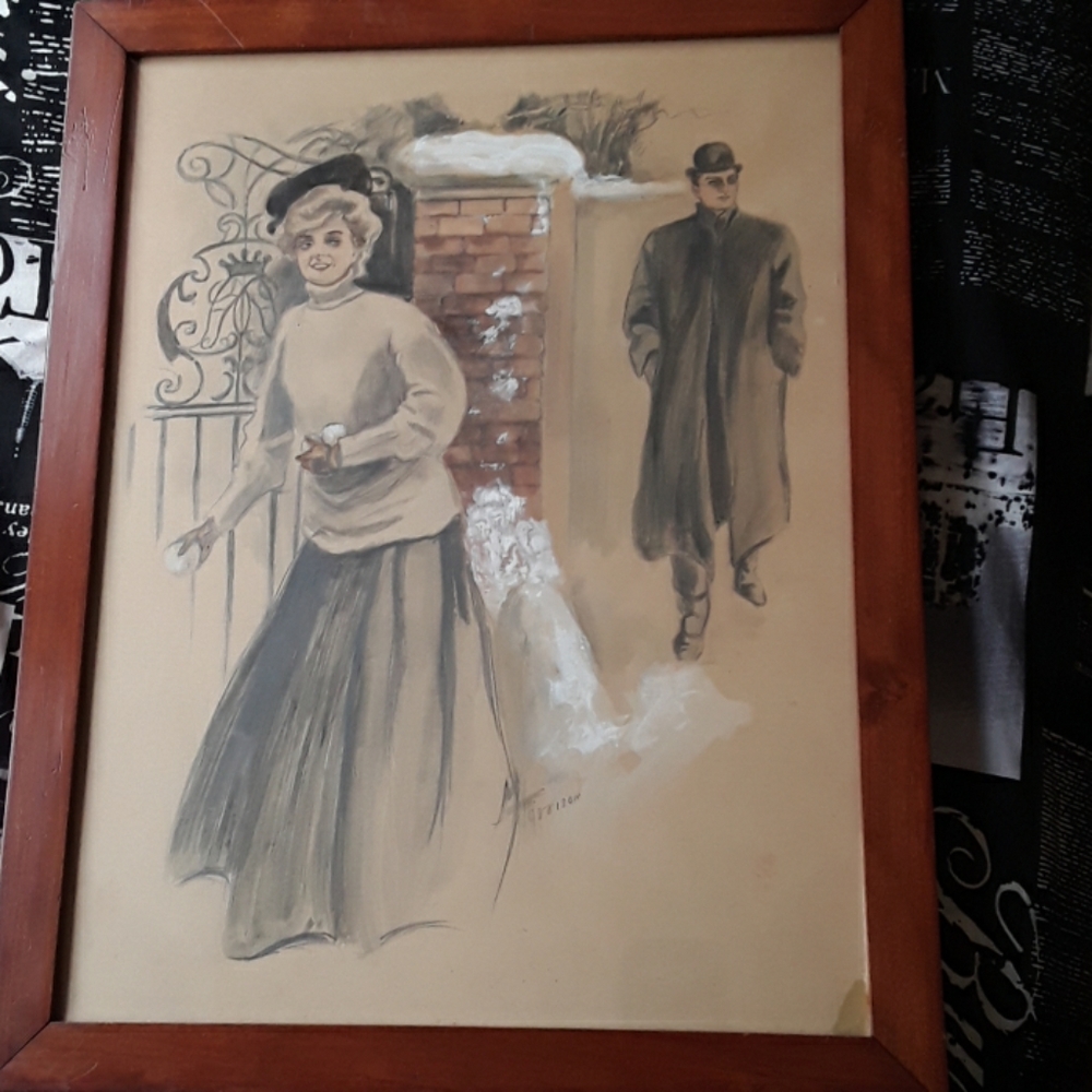 Harrison Fisher framed piece signed